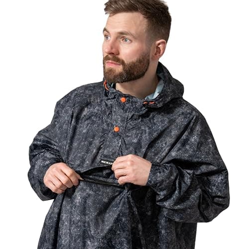 Mac in a Sac Festival Poncho - Packable Waterproof Cape - Unisex - Highly Breathable (8,000gsm) - Adjustable Snap Sides - Graphite Etch — view 4