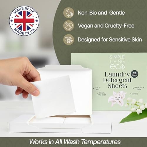 Simple Living Eco, Laundry Washing Detergent Sheets, Simplify Your Washing With Our Compact Laundry Sheets, Eco Washing, Non Bio & Skin-Friendly, (32 Sheet Pack, Spring Fresh) 1 Pack — view 2