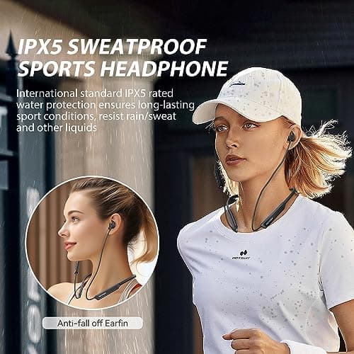 MORMOQUE G5 Neckband Bluetooth Headphones,with Microphone Wireless Earphone,HiFi Deep Bass Earbuds,Magnetic Metal Headset,IPX5 Sweatproof 36Hrs Playtime for Sports Music Phone Call — view 3