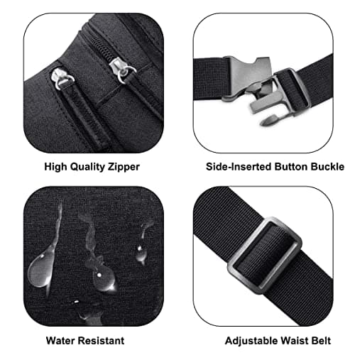 REETEE Hiking Waist Pack Bum Bag Waterproof Waist Bag with Bottle Holder Sports Fanny Packs for Running Travel Cycling Outdoor Sport Men and Women Hip Pouch Bag (Black) — view 5