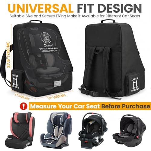 Orzbow Padded Car Seat Travel Bag, Universal Car Seat Bag for Airplane — view 6