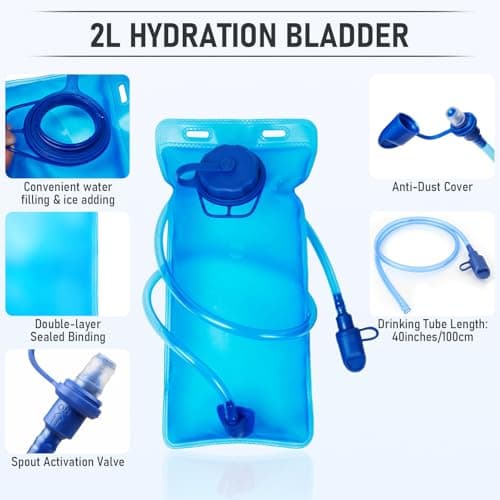 RYACO Lightweight Hydration Backpack, Running Backpack with 2L Water Bladder, Hiking Hydration Water Daypack for Cycling Rave for Men Women — view 5