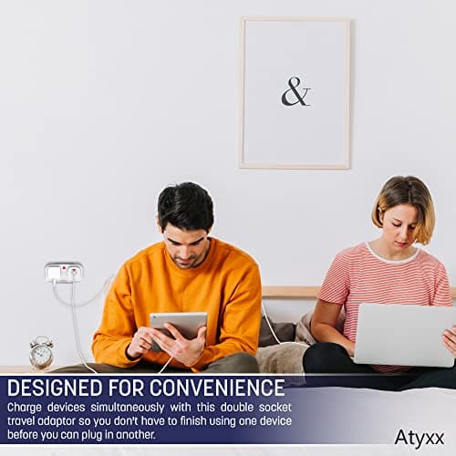 Atyxx America Plug Adaptor - Double Socket UK To US Travel Adapter, Power Indicator Light Easy To Remove Space Saver, UK To Thailand Plug Adapter, USA Plug Type B for Canada Mexico Dominican Republic — view 5