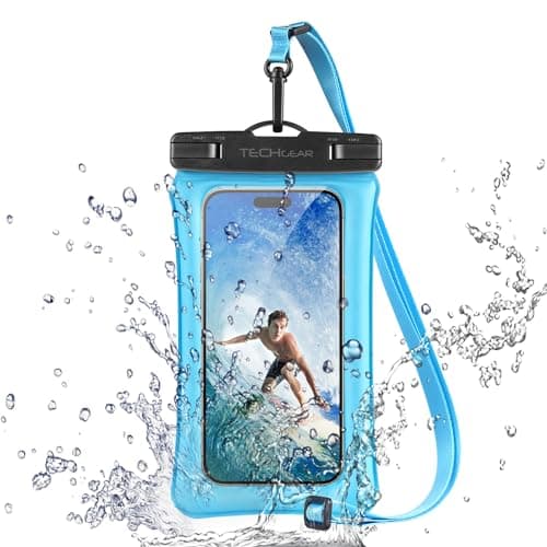 TECHGEAR Waterproof Phone Pouch, IPX8 Floating Case for Swimming, Waterproof Phone Bag with Lanyard Compatible for iPhone 17 16e 16 15 14 13, Samsung Galaxy S25 S24 S23 S22+ S21 Ultra A17 A16 A36 A56