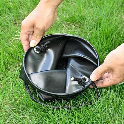 Foldable Water Pot - Light Green Stand, Foldable Camping Bucket, Compact Travel Pond Outdoor Utility Bowl | Portable Folding Water Pot with Sturdy Fabric Design for Fishing Camping p — view 3
