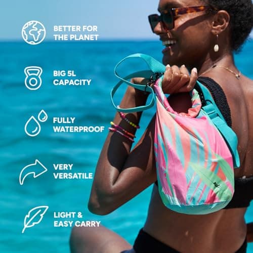 Dock & Bay Small Waterproof Dry Bag - 5L, IP66 Waterproof Bag, Lightweight - Hot Tropics — view 2