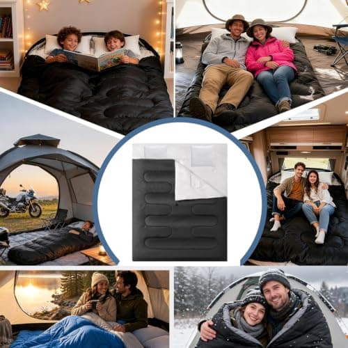 Double Sleeping Bag, Extra Large 3-4 Season Lightweight,Waterproof Indoor & Outdoor Use for Adults & Kids, Premium Sleeping bag for Hiking, Backpacking and Camping (Rose red) — view 6