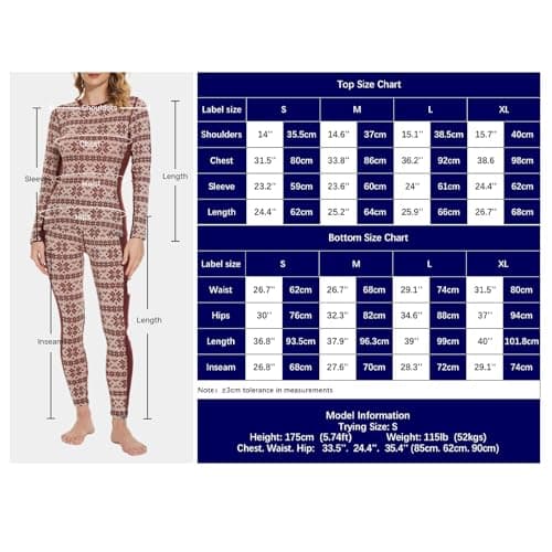 100% Merino Wool Base Layer Set Women - Thermal Underwear Long Johns PJs — view 4