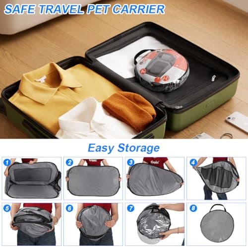 Aomig Dog Travel Crate Foldable Pop Up Dog Crate Cat Tent Crate Pet Playing Tent Cage Portable Puppy Seat Kennel Pet Playpen Pop-Up Exercise Fence for Indoor Outdoor Small/Medium Dogs Cat(Silver Gray) — view 5