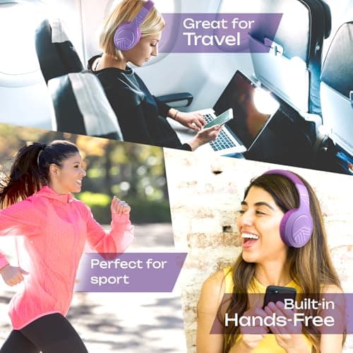 PowerLocus Bluetooth Headphones, Bluetooth Headphones Over Ear, Wireless Headphones with Microphone, 3 EQ Modes, 60Hrs Playtime, Foldable Headphones, Fabric Headband, Hi-Fi Stereo for Work/Travel/PC — view 3