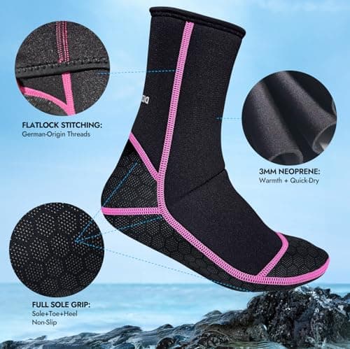PAWHITS Neoprene Wetsuit Socks, 3mm Sand Proof Beach Booties — view 4