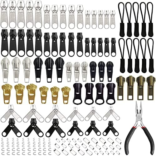 169 Pieces Zipper Repair Kit with Pliers for Jackets, Bag, Suitcases and Backpacks - DIY Replacement Kit