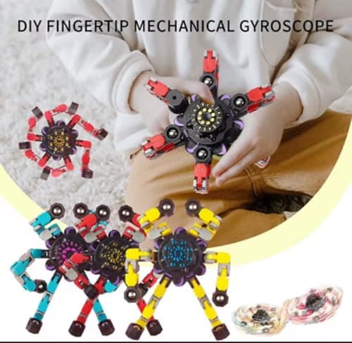 Ranzah Sensory Fidget Hand Spinner ADHD Stress Relief Transformable Robot Fingertip Fun Creative Travel Toy for Kids Teens Adults Mechanical Gyro Birthday Gift (Blue) — view 6