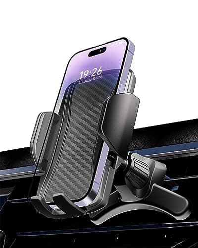 Hoppac Car Phone Holder, Air Vent Car Phone Mount Cradle, Upgrade Steel Hook & 360° Rotation & One Button Release, for Mobile Phone iPhone Max Android 4-7''