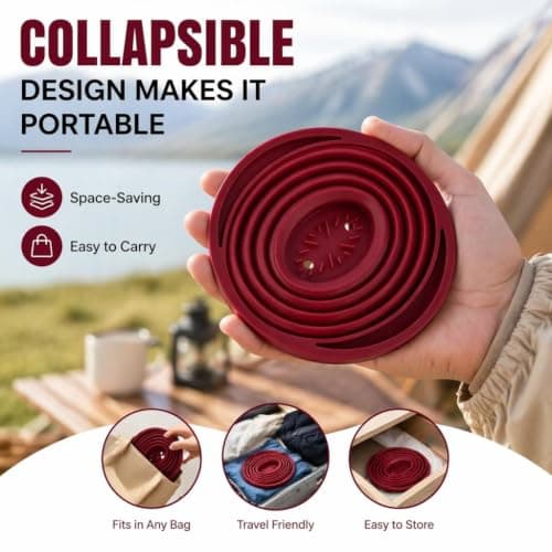 Collapsible Coffee Dripper Red Silicone Portable Pour Over Cup — view 4