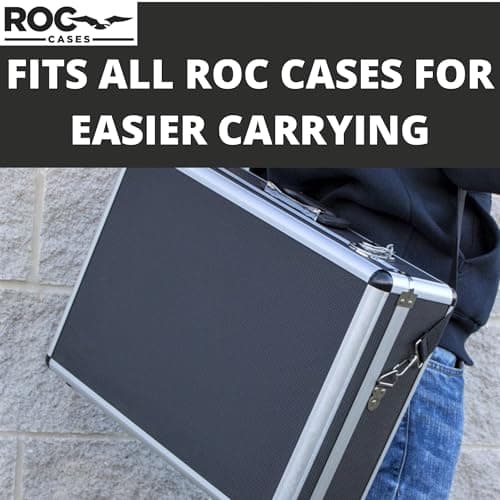 ROC Cases Adjustable Shoulder Strap for Flight Cases – Black Padded Carry Strap with Metal Swivel Hooks, 92–140cm — view 2