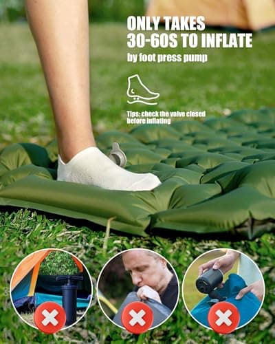 AKSOUL Self Inflating Sleeping Camping Mat: Lightweight & Compact Air Inflatable Camp Mattress with Built-in Foot Pump Thick Bed Roll Sleep Pad for Hiking BackpackingTravel — view 3
