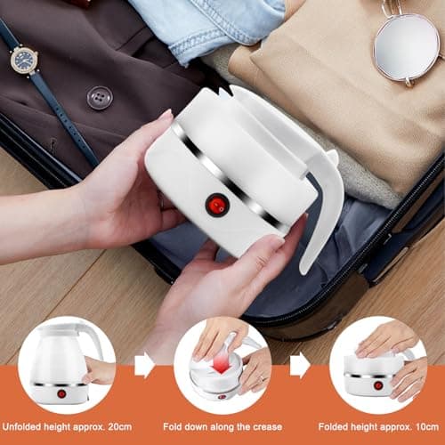 ZHSDUEWN Foldable Electric Kettle, Travel Camping Mini Portable Collapsible Kettle Camping Kettle Electric, Small Caravan Coffee Maker for Outdoor Hiking Bedroom (600ML) — view 4