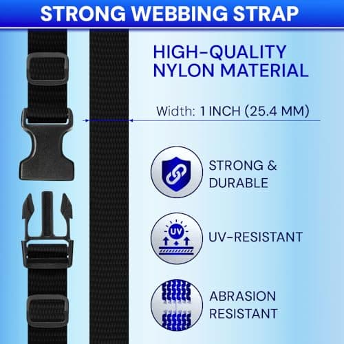 TECEUM 25mm Nylon Strap Kit with Buckles, 5m Black Fabric Tape — view 5