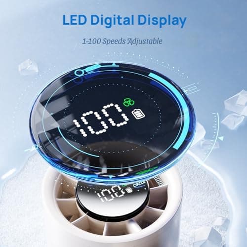 Refluxe Mini Handheld Portable Fan, Personal USB Hand Held Fan, Rechargeable Battery Operated Fan with LED Display and 100 Speeds for Travel, Outdoor, Vacation, Office (Khaki) — view 2