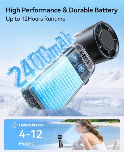 KIMMOO Turbo Handheld Fan, 21000 RPM, 199 Speeds, 12H Battery, 9m/s Airflow — view 4