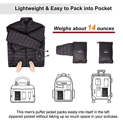 Outdoor Ventures Men's Puffer Jacket Packable Lightweight Quilted Jacket — view 2