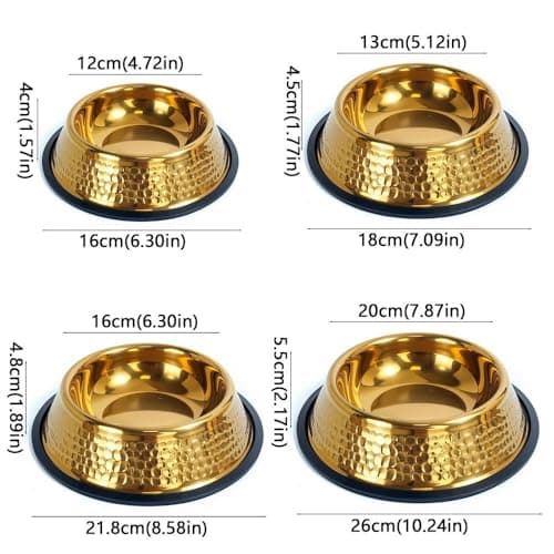 Stainless Steel Dog Bowl,Dog Feeding Bowls, Non-Slip Stainless Steel Dish(Gold) — view 5
