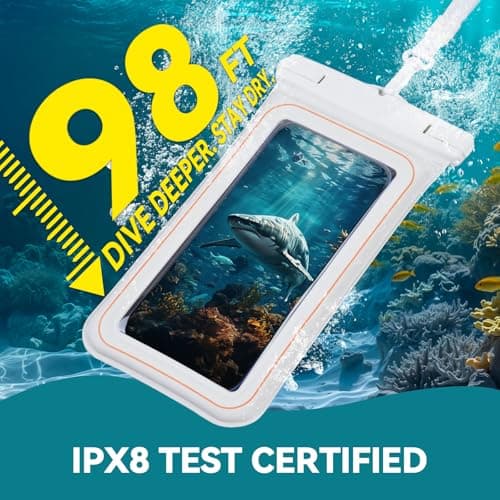 aceyoon Waterproof Phone Pouch with Stand IPX8, 7" Clear PVC Underwater Phone Case for Swimming Beach Snorkelling Kayaking, Compatible with iPhone 17 16 15 Pro Max Samsung Galaxy S26 S25 S24 Ultra — view 2