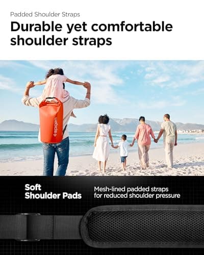 Spigen [30L [IPX5] Aqua Shield Waterproof Bag Dry Bag Backpack for Hiking, Extra Inner Pocket, Large Dry Sack, Swimming Kayaking Paddle Boarding, Robust & Anti-Scratch, Hiking Gear - Sunset Orange — view 3