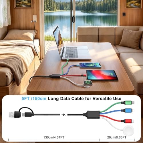 Nefuo Multi Charger Cable for Apple Watch Charger 4 in 2 Travel Essentials — view 5