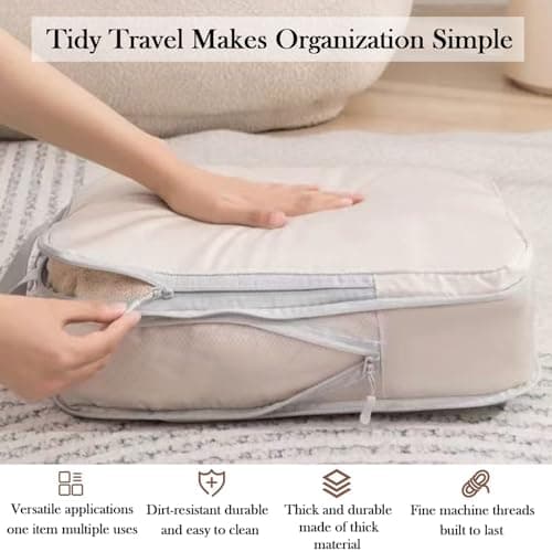 Compression Packing Cubes, 7-Piece Set - Waterproof Travel Organiser Bags for Clothes,Cosmetics, Shoes & Toiletries, Space-Saving Luggage Packing Essentials for Suitcases & Backpacks (Black) — view 4