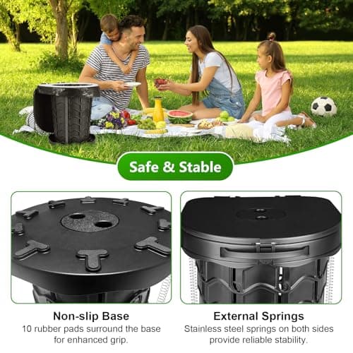 Folding Camping Toilet with Storage Bag, 13.6" H, Load 180kg, Black — view 4