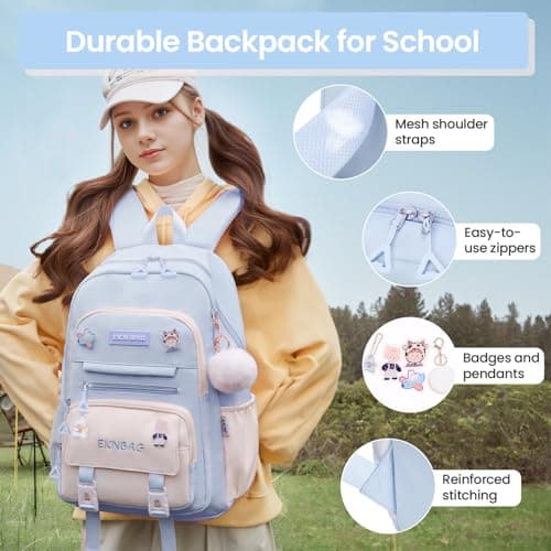 Tanou School Backpacks for Girls, 20L Kawaii Girls School Bag with Pendant — view 2