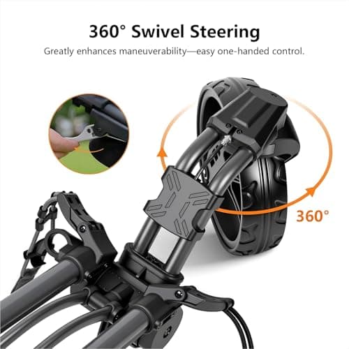 YMDXONE 3 Wheel Golf Trolley with 360° Swivel Wheel: Foldable Design, Integrated Storage, Adjustable Handle, Holders for Phone/GPS/Scorecard/Bottle/Umbrella. Compact for Easy Storage and Transport — view 4