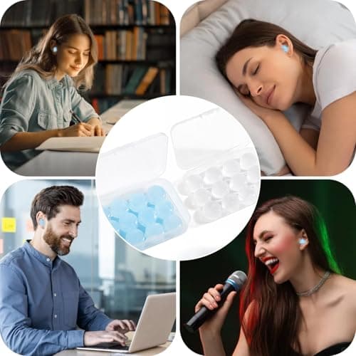 24 Pcs Silicone Ear Plugs Reusable Noise Cancelling Earplugs for Sleep Soft Moldable Waterproof Earplugs with Case for Snoring Studying Travel Airplanes Swimming — view 6