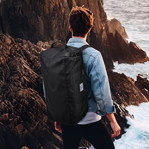 Laripwit Travel Duffle Bag for Men 40L Medium Gym Duffel Backpack with Shoe Compartment & Wet Pocket Sports Holdalls Women Weekend Overnight Bag for Traveling Camping, Black — view 6