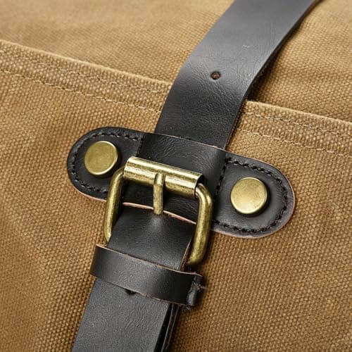 Motorcycle Saddlebag – Oil Waxed Canvas 16.54x11.81in | Motorbike Luggage Pack Side Tail Bag | Motorcycle Tail Organizer Storage Pouch for Riding Travel Commuting Camping and Daily Road Trip Use — view 5