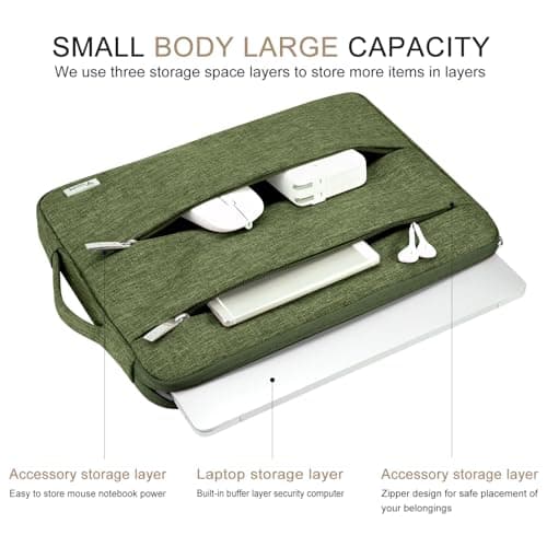 Voova Laptop Sleeve 15.6 Inch, Laptop Case for MacBook Pro 16, Army Green — view 2