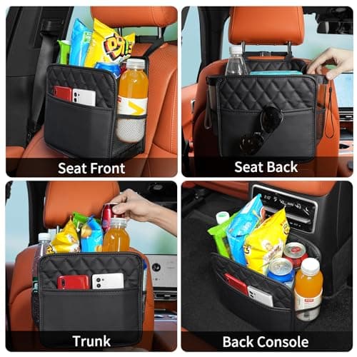 TepTupGa 2Pcs Car Seat Back Organizer with Cup Holders, Waterproof Large Capacity Hanging Car Backseat Storage Bag for Phones Documents Cups Bottle Travel Compatible with Most Vehicles — view 2