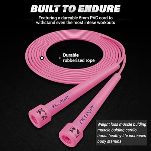 KK Skipping Rope PVC– Jump Rope Lightweight, Durable & Adjustable for All Fitness Levels – Ideal for Home Workouts, Boxing, Cardio & Weight Loss, Set- Black, Pink, Purple — view 2