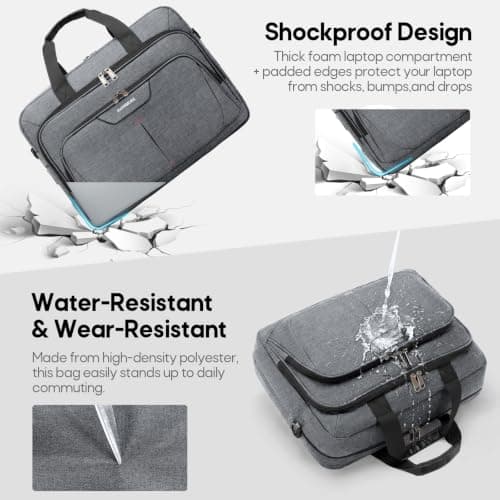 RAINSMORE 17.3 inch Laptop Bag for Men,Expandable Briefcase for Work — view 5