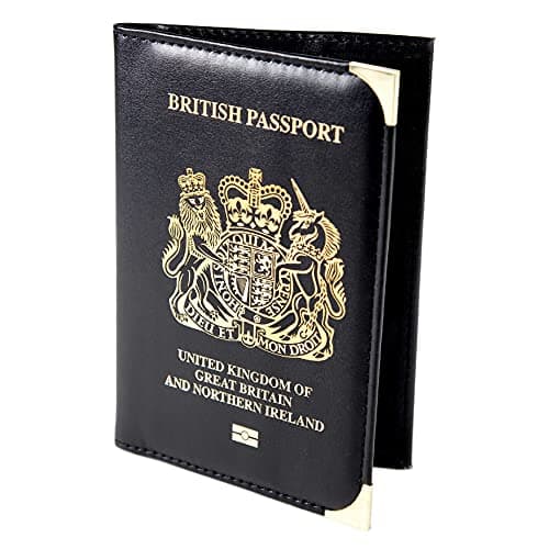 Esposti British Passport Holder | UK Passport Wallet | UK Passport Cover | Non EU | Premium PU Leather | Gold Protective Corners | Black