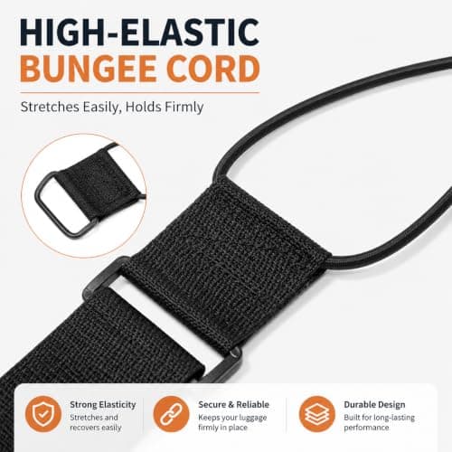 4 Pack Black & Rainbow Colour Elastic Luggage Straps, Heavy Duty Adjustable Bungee Travel Belts for Suitcase, Carry-On Luggage, Backpack, Stroller & Moving Boxes, Durable Secure Hold — view 3
