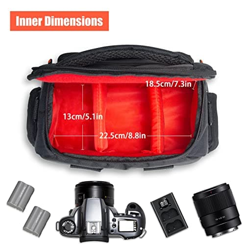 FOSOTO Waterproof DSLR Camera Case Bag Large Capacity Compatible for Nikon D3500 D3400 D5600 D7500 D850, Canon EOS 2000D 4000D 80D 750D 7D Mark II Shockproof Camera Carry Bags Cases — view 4