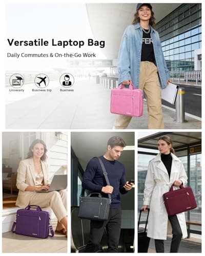 Ferkurn Laptop Bag Case for Women Men, Messenger Briefcase Computer Bag with Shoulder Compatible with Macbook Pro/Air, XPS Latitude, HP Pavilion, ASUS, Acer, Samsung, Pink, 15 15.6 16 Inch — view 3