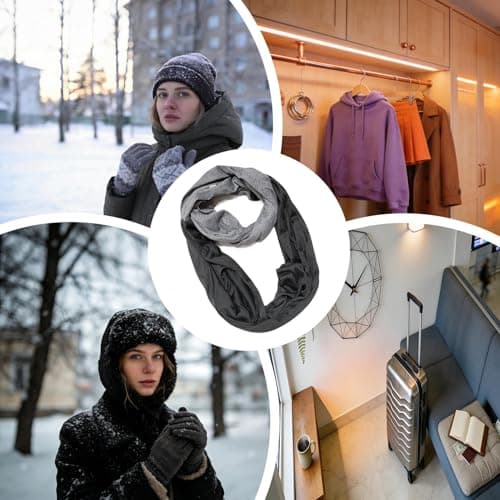 Infinity Scarf Lightweight Two Color Contrast Neck Warmer — view 4