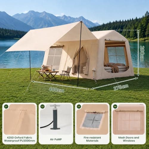 Aoxun 6‑8 Person Large Inflatable Camping Tent with Side Awning — view 4