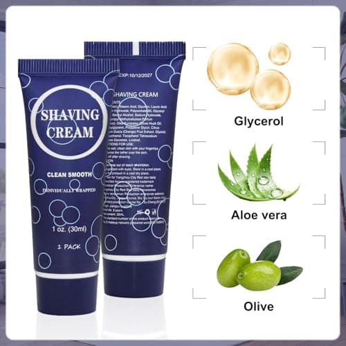 Disposable Shaving Razor Set, Individually Wrapped Manual Twin Blade Razors in Bulk Smooth Shaving Razors with Mini Shaving Cream Toiletries for Hotel Charity Camping Travel Homeless 30ml (30 Pack) — view 3
