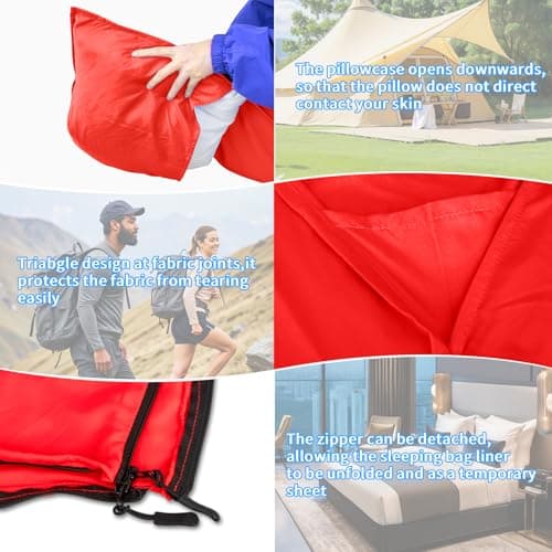 Sleeping Bag Liners-Ultralight Travel Sheets Portable Sleeping Bag Liner for Adults 90x220cm,Camping Hut Sleeping Bag, Ideals for Backpacking Travel Business Trip — view 6