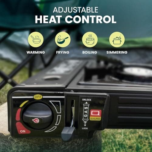Green Haven Camping Stove Double Burner | Portable Gas Cooker & Ignition — view 3
